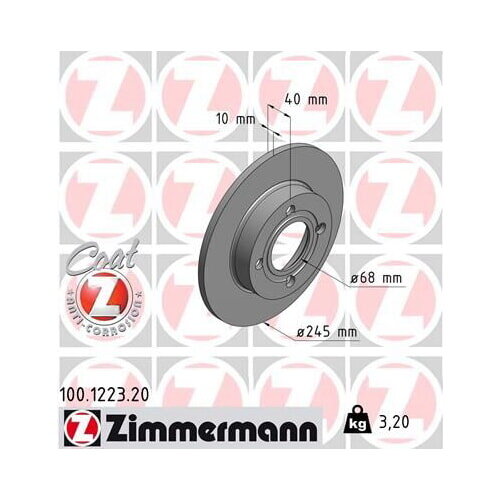 2x ZIMMERMAN Bremsscheibe Hinterachse Ø 245mm für Audi 100.1223.20