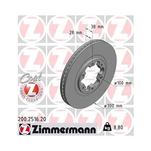 2x ZIMMERMANN Bremsscheibe COAT Z Ø300mm VORNE für R50 PICK QX4 R20 PATHFINDER UP