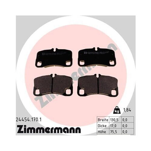 Bremsbeläge hinten für Porsche 911 Coupe Cabrio Targa 997 ZIMMERMANN 244541701