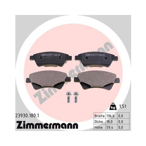 Bremsbeläge vorne für Renault Megane Grand Scenic Kangoo ZIMMERMANN 239301801