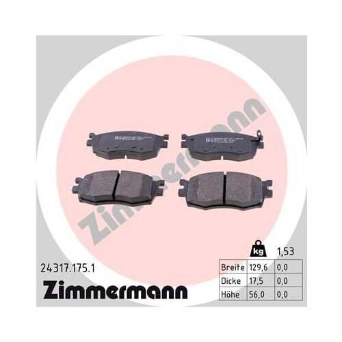 Bremsbeläge vorne für Kia Rio Hyundai i20 Accent ZIMMERMANN 243171751 Bremse