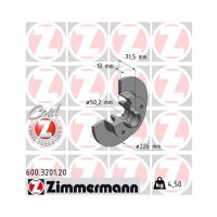 2x ZIMMERMANN Bremsscheibe COAT Z Hinterachse 226mm