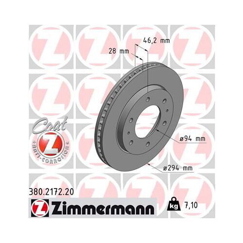 2x ZIMMERMANN Bremsscheibe COAT Z Vorderachse 294mm