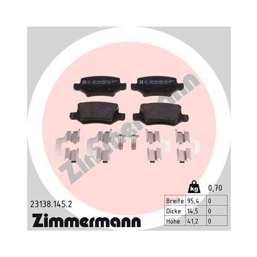 ZIMMERMANN Bremsbelagsatz Bremsbeläge Hinterachse für Mercedes W245 W169