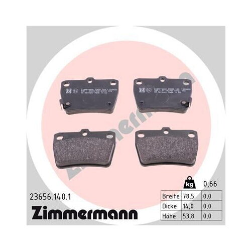 ZIMMERMANN Bremsbelagsatz Bremsbeläge Hinterachse für TOYOTA