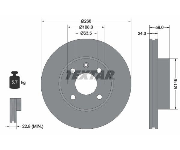 2x TEXTAR Bremsscheibe Vorderachse 260mm