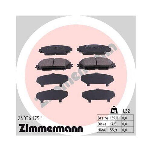 ZIMMERMANN Bremsbelagsatz für Toyota Yrais Auris Urban Verso Corolla vorne