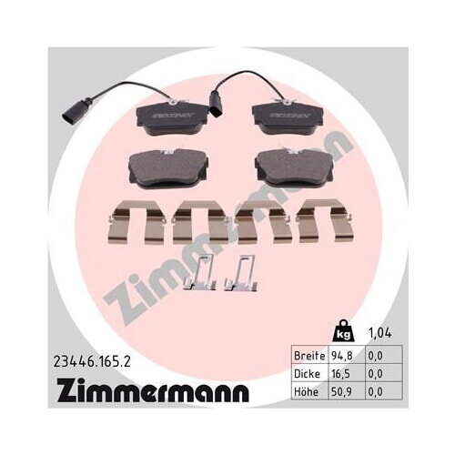 ZIMMERMANN Bremsbeläge HINTERACHSE für VW Transporter T4 Sharan Seat Alhambra