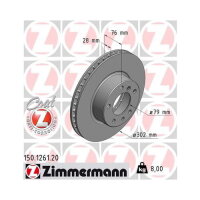 2x ZIMMERMANN Zimmermann Bremsscheibe Vorderachse Ø 302mm für BMW 150.1261.20