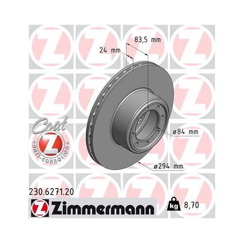 2x ZIMMERMANN rear axle brake disc Ø 294 mm for Iveco 230.6271.20