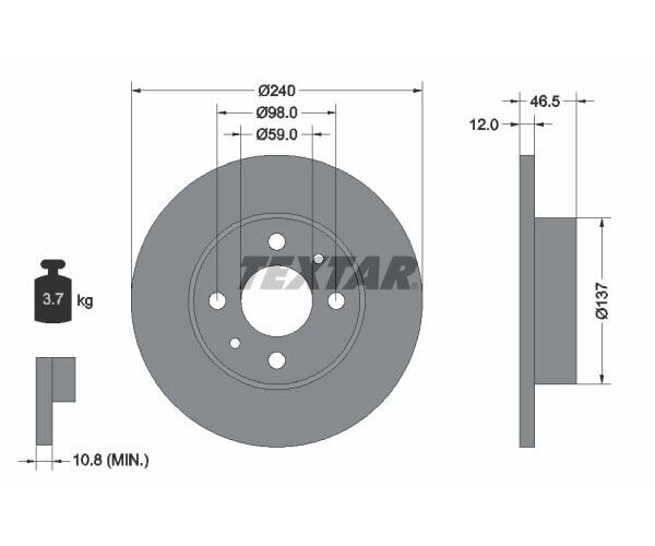 2x TEXTAR Bremsscheibe Vorderachse 240mm