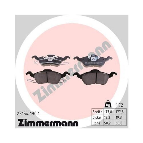 ZIMMERMANN Bremsbeläge VORDERACHSE für FORD FOCUS DAW DBW DFW DNW