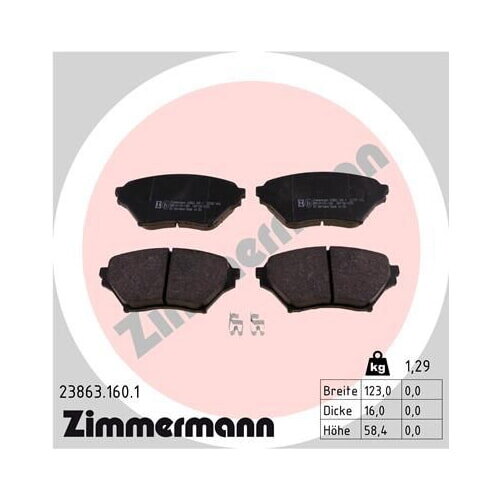 ZIMMERMANN Bremsbeläge VORDERACHSE für MX NB MAZDA 23863 2 16V