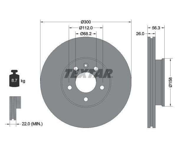 2x TEXTAR Bremsscheibe PRO Vorderachse 300mm