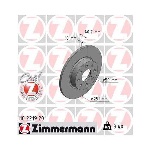 2x ZIMMERMANN Bremsscheibe COAT Z Hinterachse 251mm