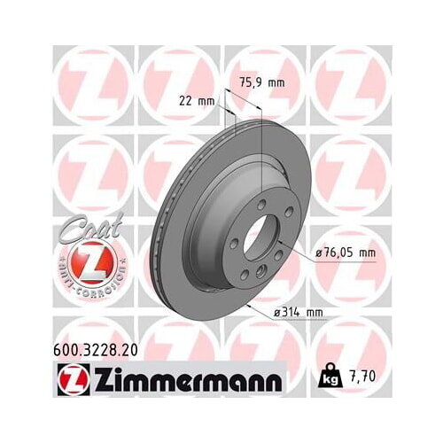2x ZIMMERMANN Bremsscheibe COAT Z Hinterachse 314mm