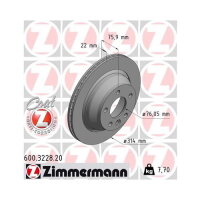 2x ZIMMERMANN COAT Z Brake Disc, Rear Axle, 314 mm