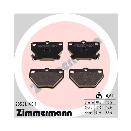 ZIMMERMANN Bremsbelagsatz Bremsbeläge Hinterachse für TOYOTA COROLLA CELICA
