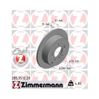 2x ZIMMERMANN COAT Z Brake Disc, Rear Axle, 284 mm