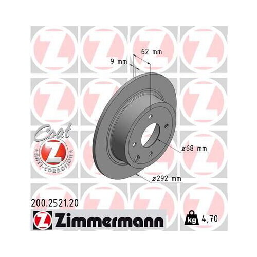 2x ZIMMERMANN Bremsscheibe COAT Z Ø292mm HINTEN für SC11 TIIDA NISSAN C11 CUBE Z12