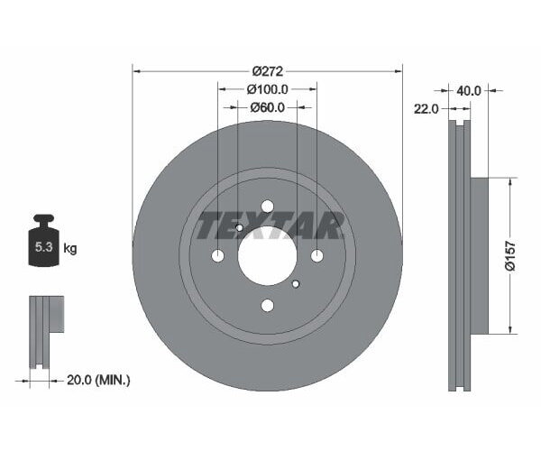 2x TEXTAR Bremsscheibe Vorderachse Ø 272mm für Suzuki 92255303