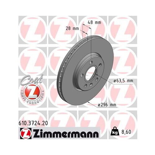 2x ZIMMERMANN Bremsscheibe COAT Z Vorderachse 296mm