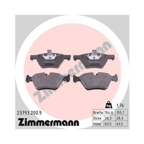 ZIMMERMANN Bremsbelagsatz Bremsbeläge Vorderachse für BMW 5er E60 E61