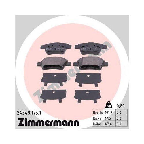 ZIMMERMANN Bremsbelagsatz Scheibenbremse 24349.175.1
