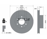 2x TEXTAR front brake rotors, 300 mm diameter, for IVECO