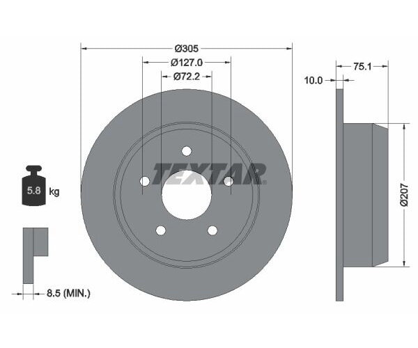 2x TEXTAR Bremsscheibe  Ø305mm hinten HINTERACHSE für Jeep Grand Cherokee II