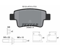 TEXTAR Bremsbelagsatz Bremsbeläge Q+ Hinterachse Opel Corsa D (S07)