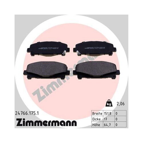 ZIMMERMANN Bremsbelagsatz für Honda Accord VIII CU CW IX CR Bremse vorne