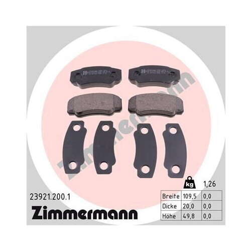 ZIMMERMANN Bremsbelagsatz für Citroen Jumper Fiat Ducato Peugeot Boxer hinten