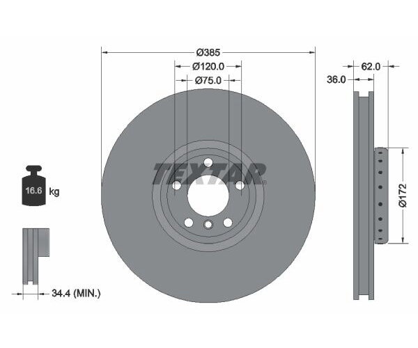 1x Bremsscheibe vorne rechts für BMW X5 E70 X6 E71 F15 F16 Textar PRO+