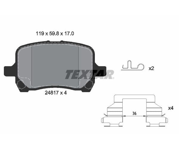TEXTAR Bremsbelagsatz Bremsbeläge Q+ VORDERACHSE FÜR CHEVROLET HHR