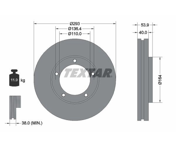1x TEXTAR Bremsscheibe PRO Vorderachse Ø 293mm für Mitsubishi