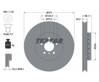 1x TEXTAR front left brake disc, Ø374mm, for BMW...
