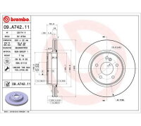 2x BREMBO Bremsscheibe Hinterachse Ø 300mm...