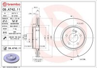 2x BREMBO Rear Brake Discs, 300 mm Diameter, for Mercedes-Benz 09.A742.11