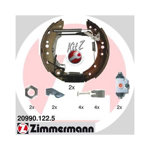 Bremsbackensatz hinten vormontiert mit Radzylinder für Citroën ZIMMERMANN 20990.122.5