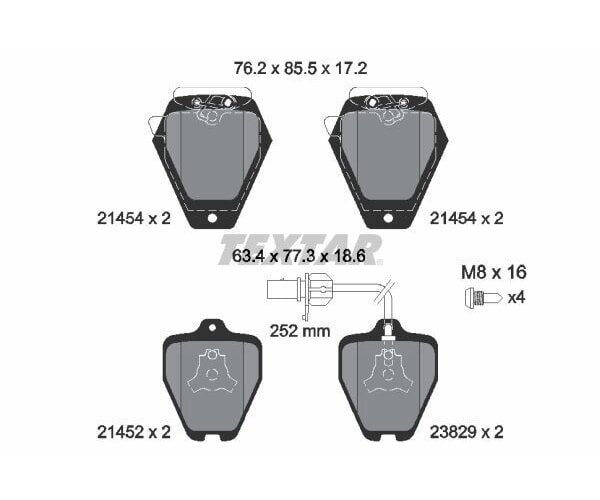 TEXTAR Bremsbelagsatz Bremsbeläge Vorderachse für AUDI S4 (8D B5) A6 2.7 T 4.2 (4B C5)