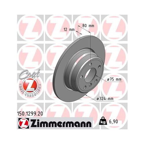 2x ZIMMERMANN rear axle brake disc Ø 324 mm for BMW 150.1299.20