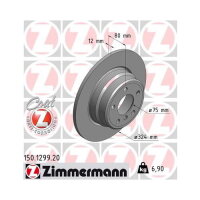 2x ZIMMERMANN rear axle brake disc Ø 324 mm for...
