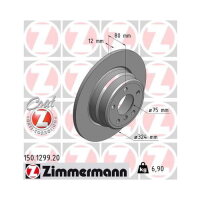 2x ZIMMERMANN rear axle brake disc Ø 324 mm for BMW 150.1299.20