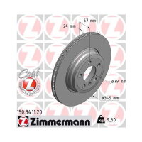 2x ZIMMERMANN Rear Brake Disc Ø 345mm for BMW 150.3411.20