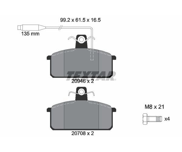 TEXTAR Bremsbelagsatz Bremsbeläge VORDERACHSE für LANCIA PRISMA