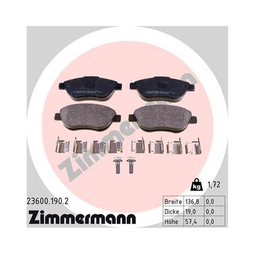 Bremsbelagsatz Vorne Citroen Fiat Lancia Peugeot ZIMMERMANN Bremse 23600.190.2