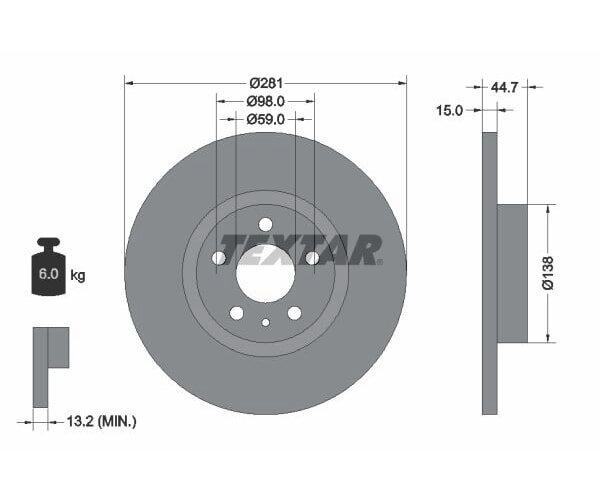 2x TEXTAR Bremsscheibe Vorderachse 281mm