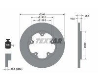 2x TEXTAR Bremsscheibe PRO Hinterachse Ø 307mm für Ford Transit V363