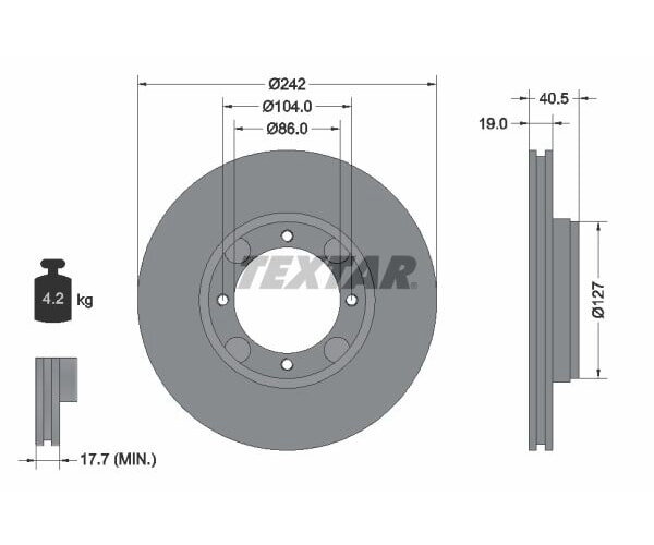 2x TEXTAR Bremsscheibe Vorderachse 242mm